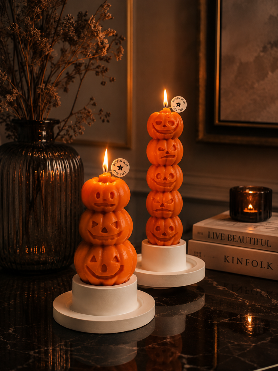 Pumpkin Glow Cadılar Bayramı Mum Seti - 3