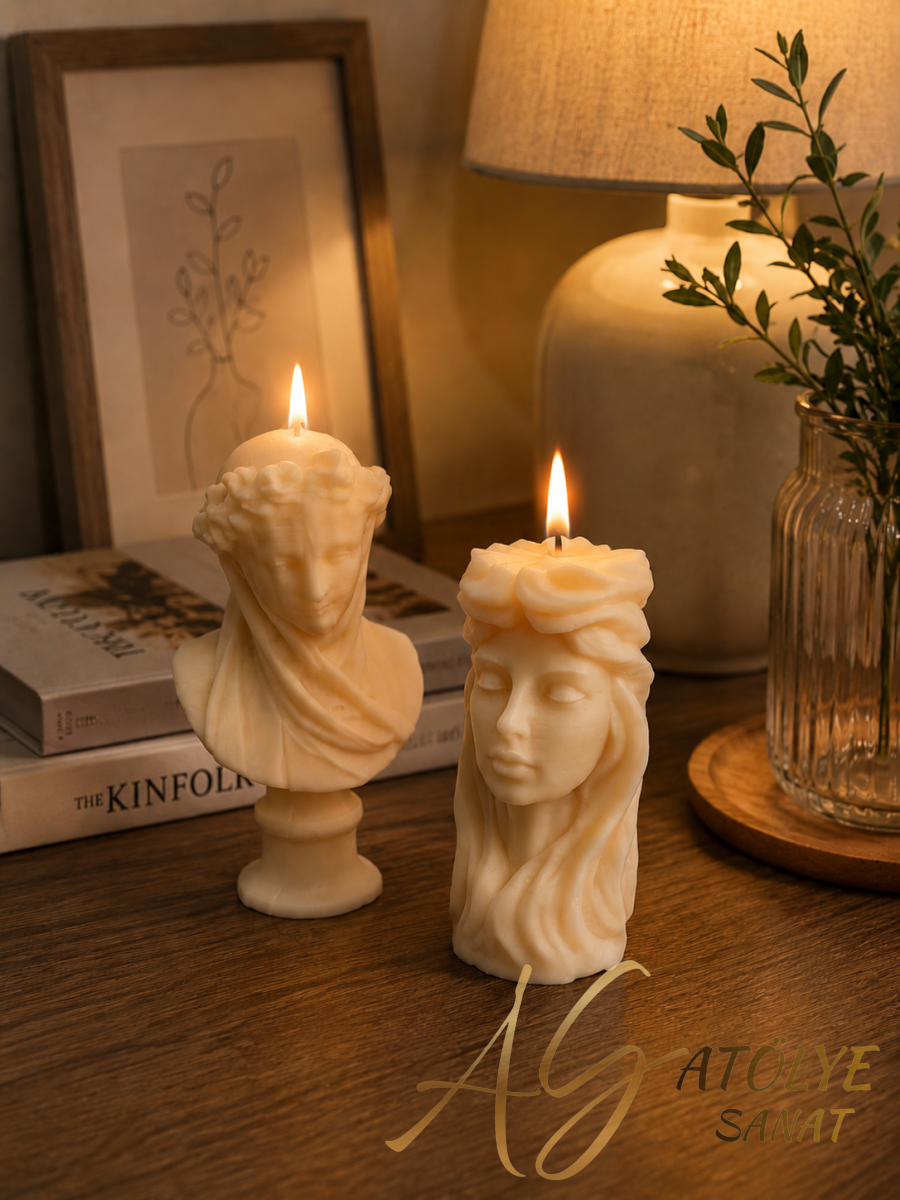 Athena & Apollo Sculpture Candle Set - 2