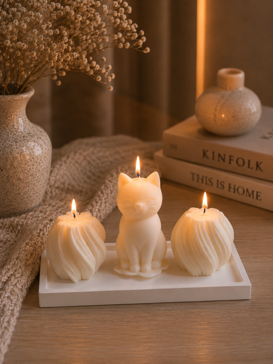 Soft Cat Dekoratif Mum Seti