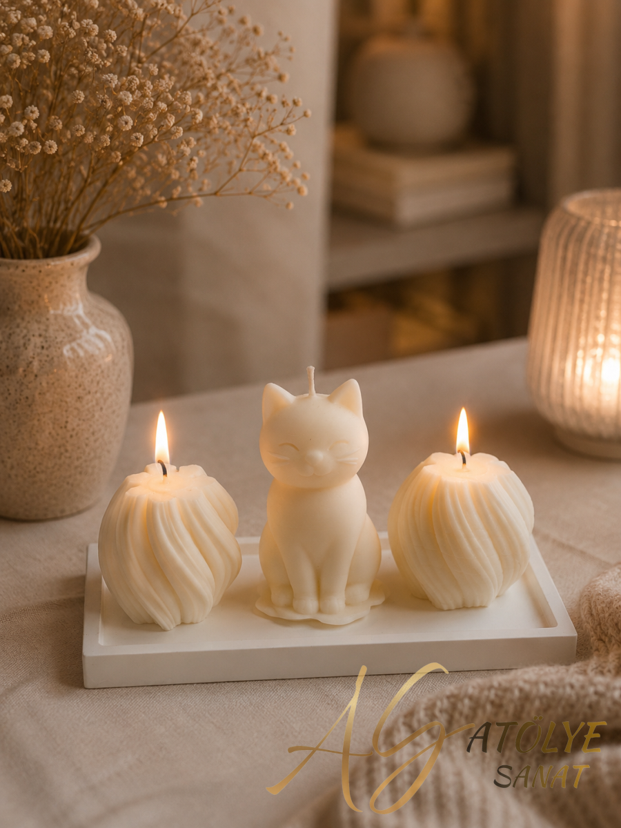 Soft Cat Dekoratif Mum Seti - 2