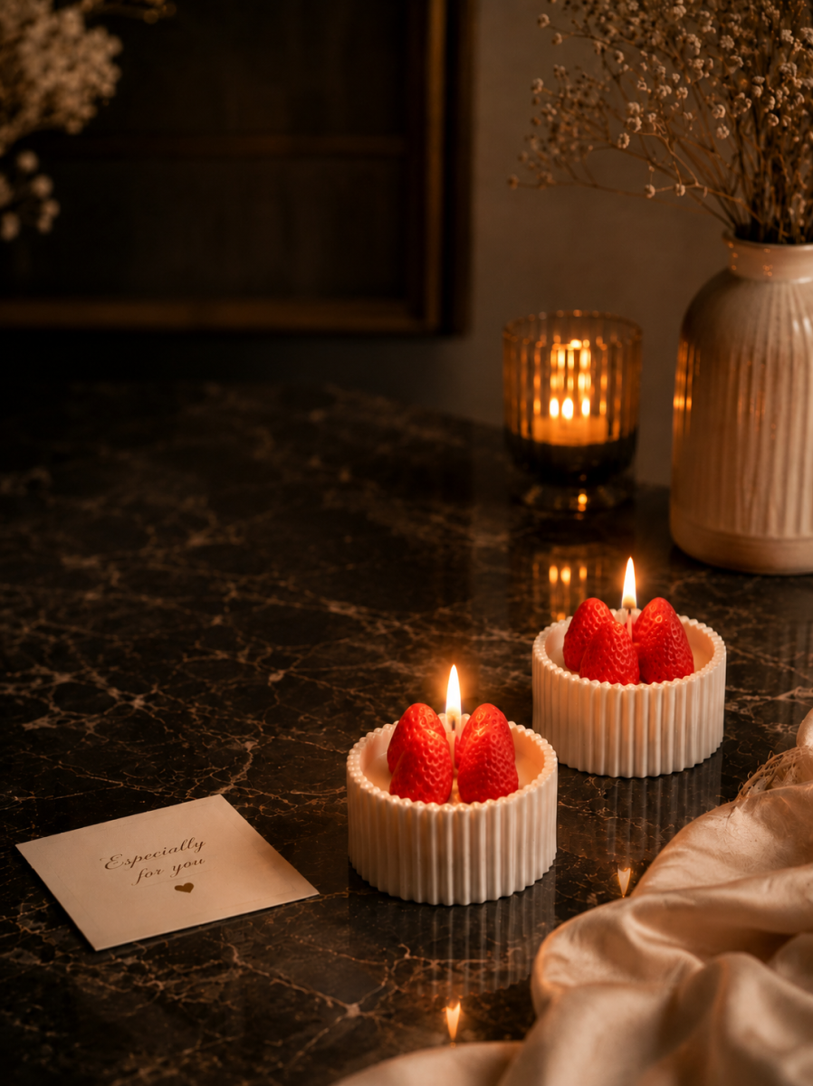 Strawberry Dream Nişanlık Mum