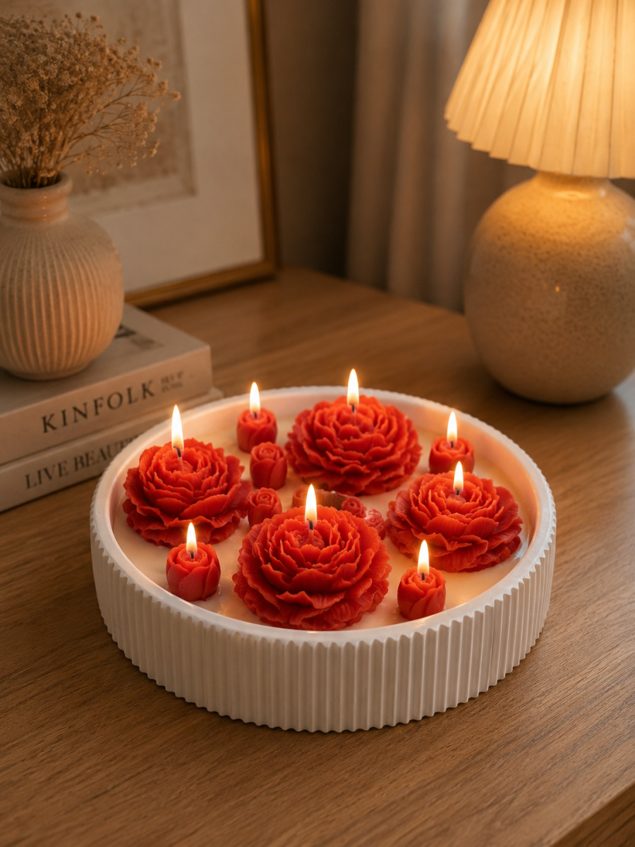 Ruby Garden Büyük Gül Mum