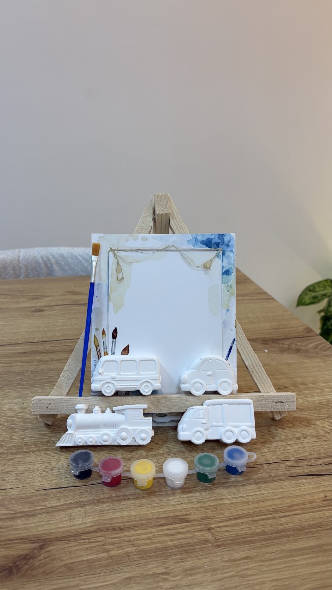 Mini Araçlar Alçı Boyama Seti – Tren & Araba Figürlü
