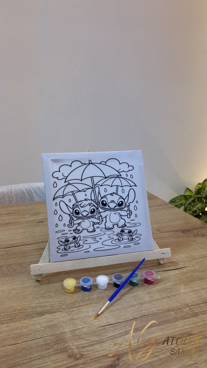 Stitch Yağmurlu Gün Tuval Boyama Seti